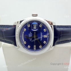 Swiss Replica Diamond Rolex Day-Date 118135 ETA2836 Watch Blue Dial 36mm