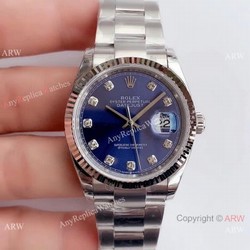 (EW) Grade 1A Rolex Datejust 36mm Watch Stainless Steel Blue Diamond Dial Rolex EW Factory Wrist