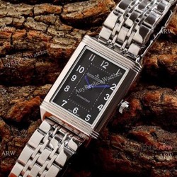 New Copy Jaeger-LeCoultre Reverso Classic 46mm Watch Stainless Steel Black Face