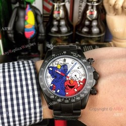 Rolex Blaken Replica Daytona Watches Blacksteel Blue&038;Red Dial