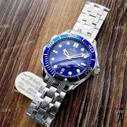 Copy Omega Seamaster Diver 300M James Bond Replica Watch Stainless Steel Blue Bezel