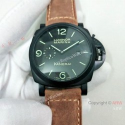 Luminor Marina Panerai Black Steel 44mm Watch  Fake Panerai Watch PAM312