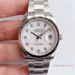 Swiss Grade Rolex Datejust 36mm SS White MOP Dial Watch Rolex EW Factory Swiss 3235 316L