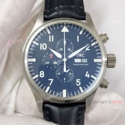 New Copy Iwc Pilot Spitfire Chronograph SS Black Dial Watch 43mm