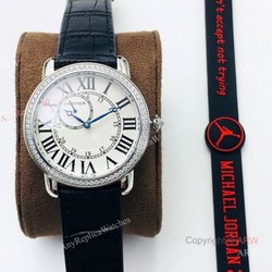 (EGF) New Replica Ronde De Cartier Stainless Steel White Dial Diamond Watches