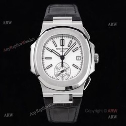 Swiss Replica 5980 Patek Philippe Nautilus 5980 Leather Watch With White Dial