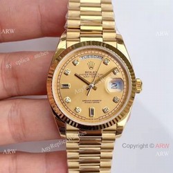 (EW Factory )Swiss Grade 1 Rolex Day-Date All Gold 36mm Watch ETA3255 Movement