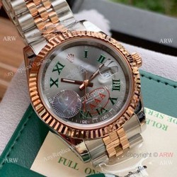 Upgraded Copy Rolex Jubilee Rose Gold Datejust II Watches Green Roman 40mm