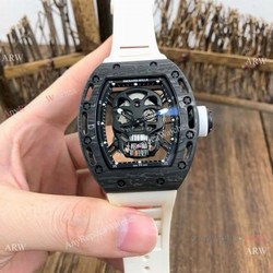 Best Quality Copy Richard Mille Rm052 CarbonWhite Watch New Skull Dial