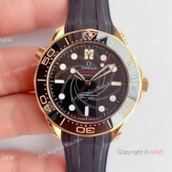 OM Factory Omega Seamaster Diver 300m 007 Limited Edition Black Rubber Strap Watch