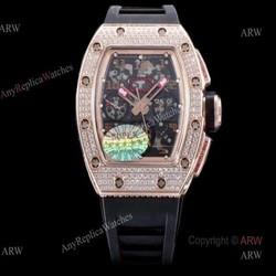 Richard Mille RM011 Rose Gold Diamonds KV Factory Replica Chronograph Watch