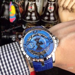 Copy Roger Dubuis Excalibur Quatuor Watches  SS Blue Dial