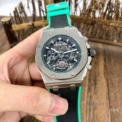Knockoff Audemars Piguet Royal Oak Offshore Watches BlackGreen Rubber Strap