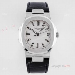 Swiss Replica Patek Philippe Nautilus Stainless Steel White Dial Watch Swiss 324 movement