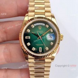 (EWF )Swiss Fake Rolex Presidential Day Date Green Dial Watch 3255 Movement