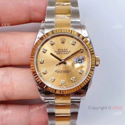 EWF Swiss Rolex Datejust Two Tone Diamond 36mm Watch EW Factory 3235 Movement
