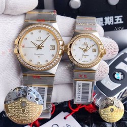 New Replica Omega Constellation Two Tone Diamond Bezel Omega Couple Watch