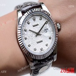 NEW UPGRADED Copy Rolex Datejust II Watch 41mm Diamond Markers Leather Strap