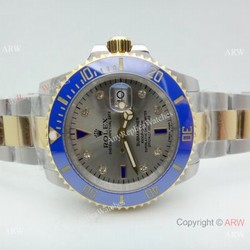 Rolex Submariner Two Tone Ceramic Bezel Gray Dial Watch Real Swiss 2836-2