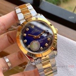 Upgraded Rolex Datejust II Replica Watch 41mm Two Tone Blue Diamond Face
