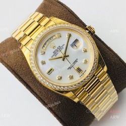 (EWF ) Gold Rolex Day Date Mother Of Pearl 36mm Swiss Replica Watches