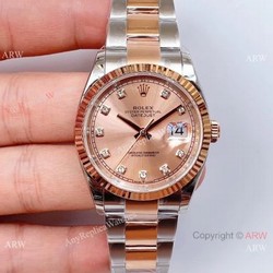 EWF Swiss 3235 Rolex Datejust 36 Watch Salmon Dial Rolex Everose Replica