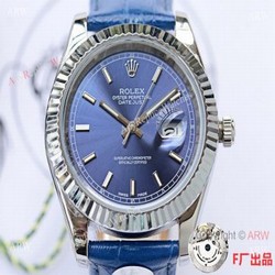 NEW UPGRADED Replica Rolex Datejust II Watch SS Blue Dial Blue Leather Strap