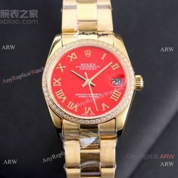 New Clone Rolex Datejust Special Edition Red Dial Watch 31MM  SWISS GRADE CASE