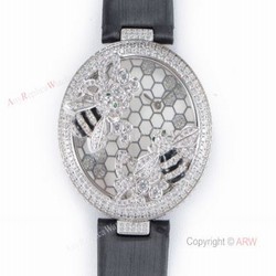 Swiss Quartz Cartier Le Cirque Animalier De Cartier With Bees Silver Diamond Watch Replica
