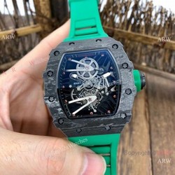 Swiss Quality Richard Mille Rm27-02 Copy Watches Carbon Green Rubber Strap