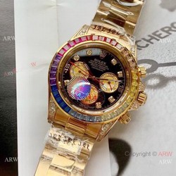 Rolex Rainbow Daytona Watch Yellow Gold Diamonds on lugs  Automatic Movement