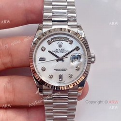 (EW)Swiss 3255 Replica Presidential Rolex Day-Date 36mm Watch SS White MOP Dial