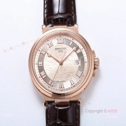 Best Copy Breguet Marine 5517 Rose Gold Brown Leather Strap Mens Watch