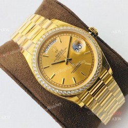 (EWF ) Rolex Day Date President Replica Watch All Gold Diamond Bezel 36mm ETA3255