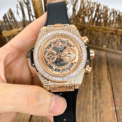 Top Grade Hublot Big Bang Unico Sapphire Watch Rose Gold Iced Out Bracelet