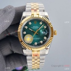 Swiss Quality Rolex Datejust ii 41mm Green Gradient Dial Diamond Markers Jubilee Watch