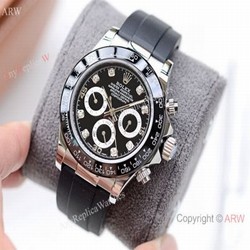 Copy Rolex Daytona Rubber Strap Diamond Markers Watch 40mm
