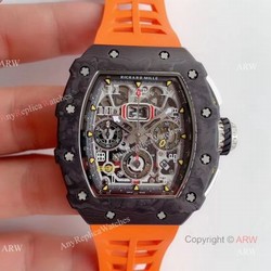 KV Factory V2 Upgraded Knockoff Richard Mille RM011 Orange Rubber Band Carbon Watch