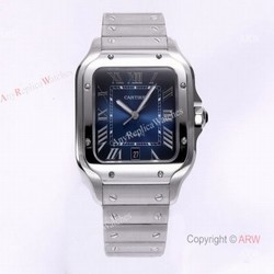 BV Factory 1:1 Copy Cartier Santos Mens Watch  Cartier Santos Blue Dial Steel Watches