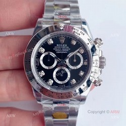 New Dial-Noob Factory Rolex Daytona Stainless Steel Black Dial Automatic Swiss Copy Watch