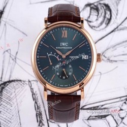Swiss Replica IWC Portofino Green Dial Rose Gold Watch  Best Iwc Portofino 8 Days Power Reserve For Men