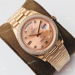 (EWF ) Swiss ETA3255 Replica Rolex Day Date President Replica Watch Rose Gold Diamond