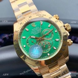 Fake Rolex Cosmograph Daytona Green Yellow Gold Watch 43mm