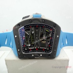 Swiss Grade 1 Richard Mille RM 70-01 Carbon Case Blue Rubber Strap Watch