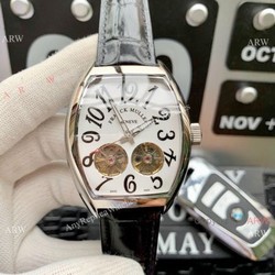 Best Copy Franck Muller Cintree Curvex Double Flying Tourbillon Watches SS White Dial