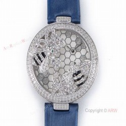 Replica Cartier Bees Decor Swiss Quartz Watch With Cartier Blue Leather Band