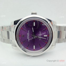 Copy Rolex Oyster Perpetual Purple Dial Stainless Steel Watch 39MM