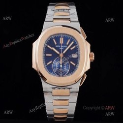 New Swiss Replica Patek Philippe Nautilus 5980 Rose Gold Blue Chronograph Watch