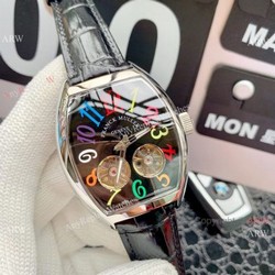 Copy Franck Muller Cintree Curvex Double Flying Tourbillon Black Dial Watches