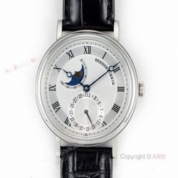 Replica Breguet Classique Moonphase Watch 40mm  Breguet Black Leather Strap
